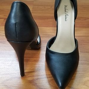 Ladies black leather heels